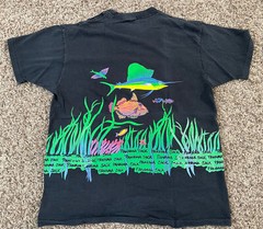 Vintage 80s 90s Panama Jack Coral Reef Fish Neon Single Stitch USA OSFA Shirt