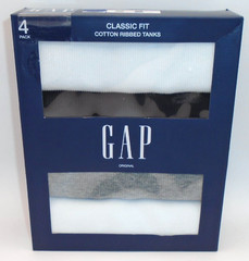 NEW MEN’S “GAP ORIGINAL RIBBED COTTON BLEND TANKS, 4 PACK TANK TOPS T SHIRTS”