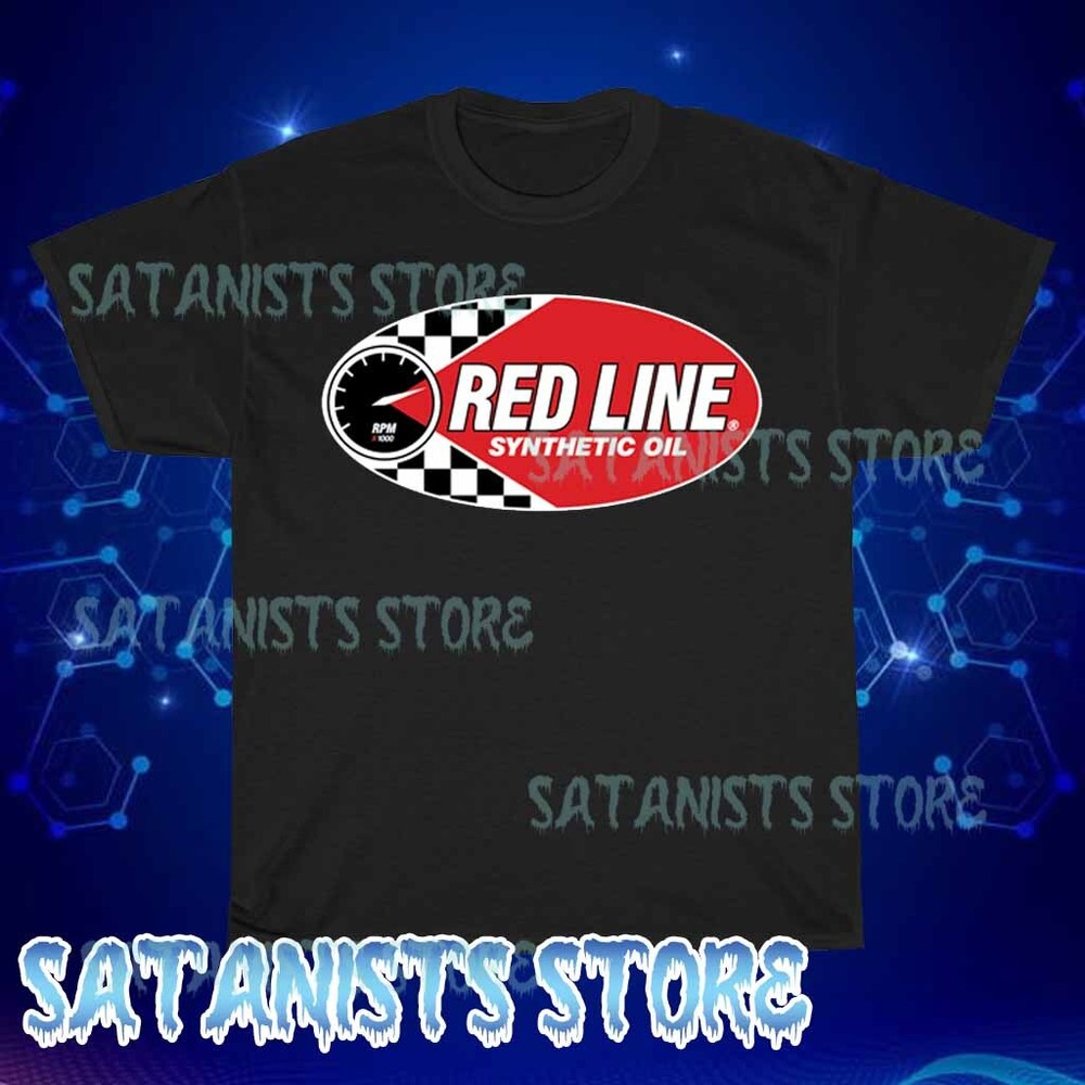 New Red Line Synthetic Oil Men’s Black T-shirt 1 Funny Size S to 5XL