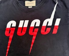 ⭕️ GUCCI LOGO GRAPHIC T-SHIRT BLACK RED WHITE MADE IN ITALY SIZE M