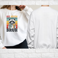 Vintage Raccoon 67 Bruh Six Seven Meme, unisex Crewneck Sweatshirt