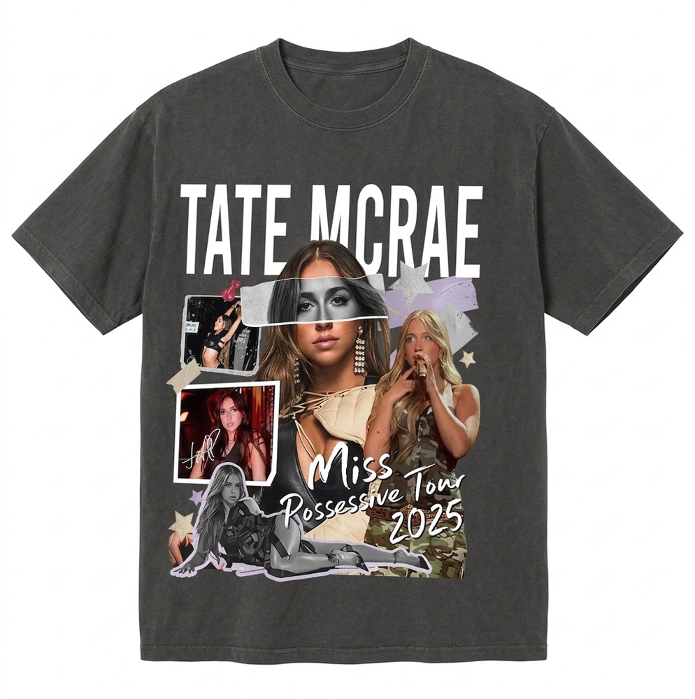Comfort Colors Tate McRae Miss Possessive Tour Graphic Tee, 90s Retro Portrait S