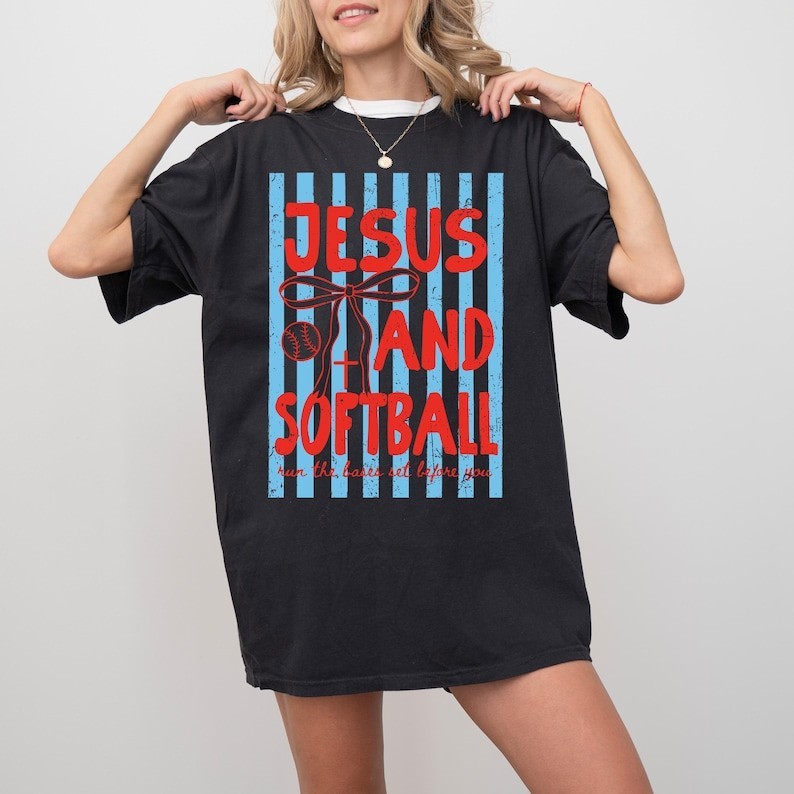 Christian Softball Mom Shirt, Game Day Jesus and Softball Tee Size S-5XL HV292