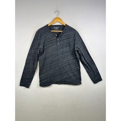 Banana Republic Henley Men Large Charcoal Gray Long Sleeve Cotton Vintage Shirt