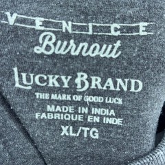 Lucky Brand Venice Burnout Shirt Mens XL Charcoal Grey Skull Cowboy Long Sleeve