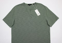 Vince Slub Henley T-Shirt Mens M Green Short Sleeve 100% Cotton Jersey NWT