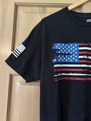 Grunt Style Patriotic USA Flag Black Cotton T- Shirt Men’s (Unisex) Size M