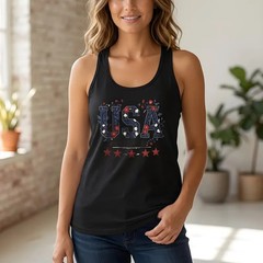 USA Est Floral Patriotic Design Graphic Tank Top