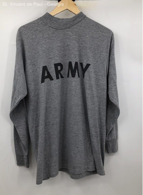 Army Gray Long Sleeve Military Double Sided T Shirt Men’s L Oversized