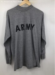 Army Gray Long Sleeve Military Double Sided T Shirt Men’s L Oversized