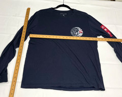 Carbon2Cobalt Mens Long Sleeve Blue T-Shirt Sz M Japanese Fire/Earth Design Soft