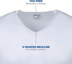 Men’s V-Neck T-Shirts, Multipack, Style G1103 Large, White (6-pack)