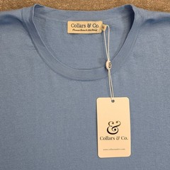 Collars and Co Men’s Lucca Luxury Touch Soft Cotton Silk T-Shirt Size 2XL Blue