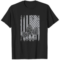 Morel Mushrooms American Flag Patriotic Fathers Day Men Gift Gidan Tee