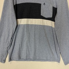 Original Penguin Shirt Mens Large Blue Colorblock Long Sleeve Pocket Logo Tee