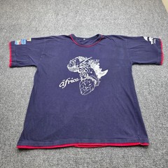 Extra Large Africa Safari VTG Animal Map T Shirt Double Ringer Souvenir Navy