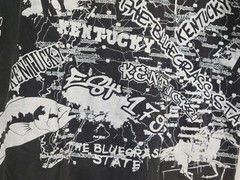 American Crown Large L Kentucky Black White All Over Map Print KY Tshirt Tee