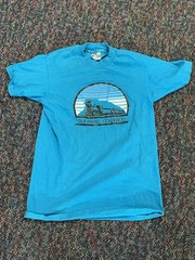 Vintage 80s Durango Colorado Railroad T Shirt size M Medium Blue Rare USA