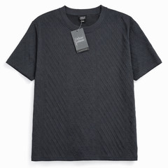 Deluxe Leisure Textured Shirt 3XL Grey Soft Fabric Crew Neck