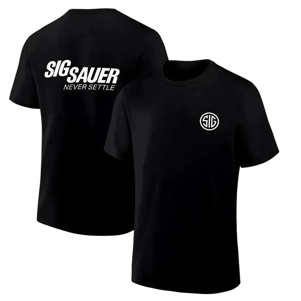 Men’s Short Sleeve T-Shirt – Sig Sauer ‘Never Settle’ Graphic, Logo Tee