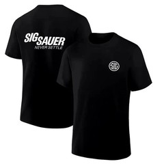 Men’s Short Sleeve T-Shirt – Sig Sauer ‘Never Settle’ Graphic, Logo Tee