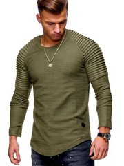Zonbailon men’s t-shirt solid color slim fit Sports fitness t-shirt long sleeve