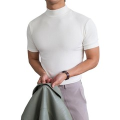 Slender Cut Men’s T Shirt Half High Collar 80% Polyester 20% Spandex Blend