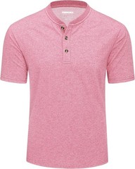 Men’s Henley Short Sleeve Shirt Moisture Wicking Lightweight
