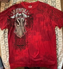 Vintage Southpole T-Shirt Red Graphic Tee Silver Foil Eagle XXL Y2K Baggy NWT