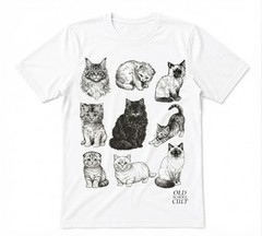 Cats 90s Vintage Tattoo Style White T-shirt