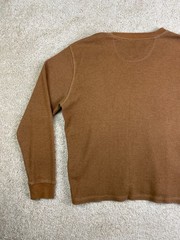 Members Mark T-Shirt Mens Large Ribbed V-Notch Thermal Waffle Knit Brown