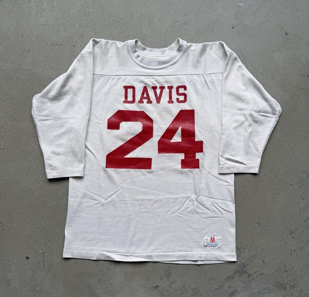 Vintage 70s Champion Davis #24 Football Jersey Mens Medium White Red