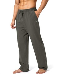 Mens Cotton Yoga Sweatpants Open Bottom Athletic Lounge Jersey Pants Pocket