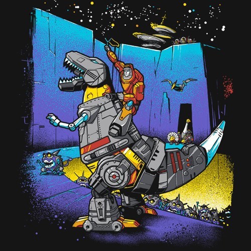 TRANSFORMERS DINOBOTS Crossing of Quintessa T-SHIRT Napoleon Spoof Art RIPT New