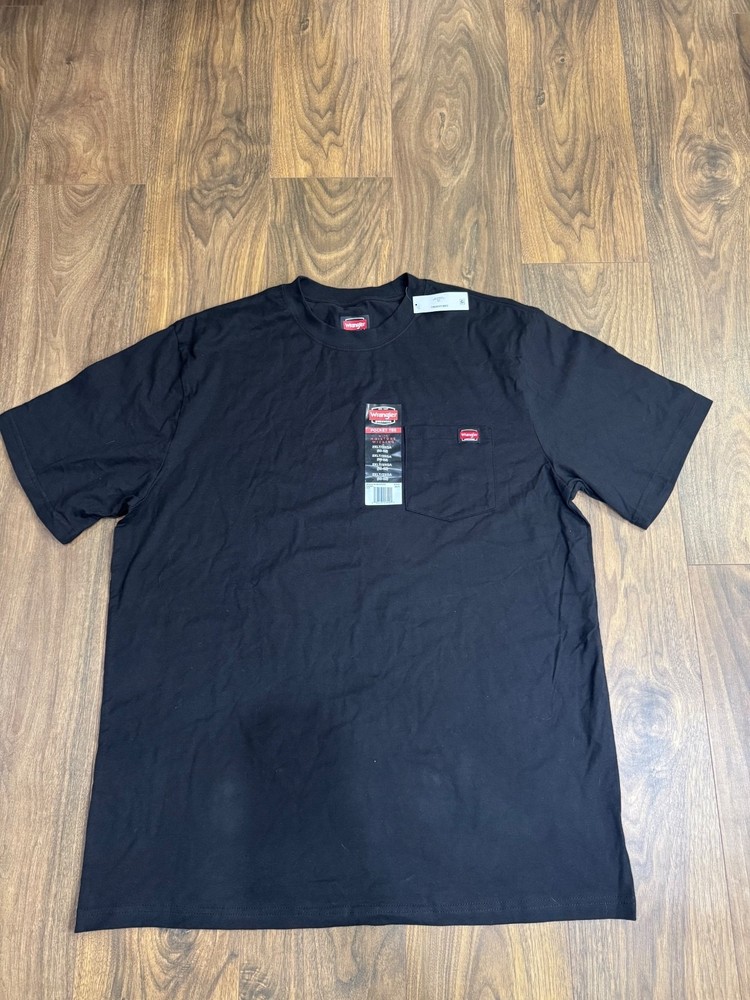 Wrangler Workwear Pocket T-Shirt Men’s 2XLT Black Moisture Wicking Crew Neck NWT