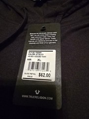 $62…True Religion “Buddha” size XL Flocked Hooded Tank Black/Red.