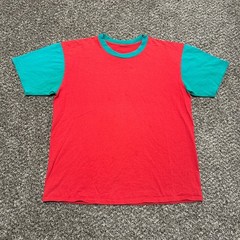 Vintage Two Tone Blank T-shirt Size XL Red Green 90s Single Stitch – Pre-owned