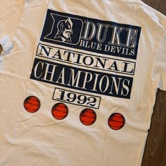 1992 Duke University National Champions white t-shirt with cool backhit Size L