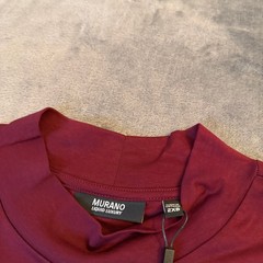 Murano Liquid Luxury Shirt Mens 2XB Burgundy Mock Neck Long Sleeve Cotton NWT