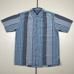 Tommy Bahama Blue Striped Button Up Shirt Men’s Size Medium Beach Vacation