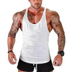 Men Tank Top Bodybuilding Gym Workout Fitness Cotton Sleeveless Stringer Vest