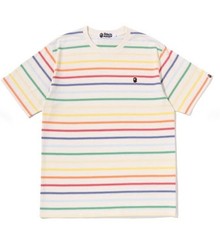 A BATHNIG APE Men’s APE GRADIENT RAINBOW STRIPE ONE POINT TEE 1M30109308