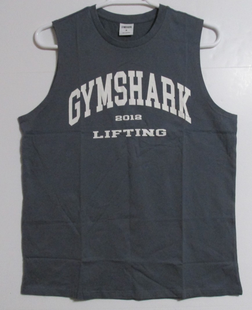 Men’s Gymshark 100% Cotton Crew Neck T-Shirt Tank Dusty Blue Gray Size MEDIUM