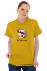 Life is Crap Funny Lobster Seafood Cookout Womens or Mens Crewneck T Shirt Tee