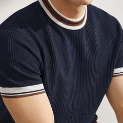 Mens Knitted Top Casual Business Shirt Business Casual Machine Friendly Care
