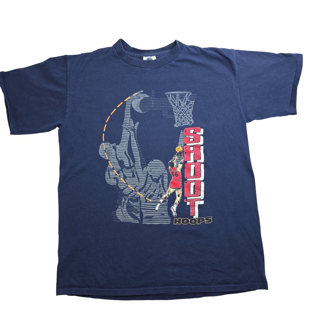 Vintage Shoot Hoops Basketball T-Shirt Navy Blue XL USA Made Kingstree Classic