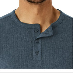 Shirt Blue Thermal Henley Long Sleeve Stretch Men’s S By Member’s Mark