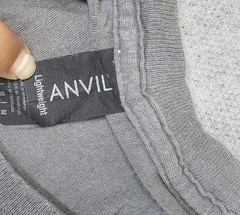 Anvil Lightweight Mens T-shirt Gray Bus Design Size Medium