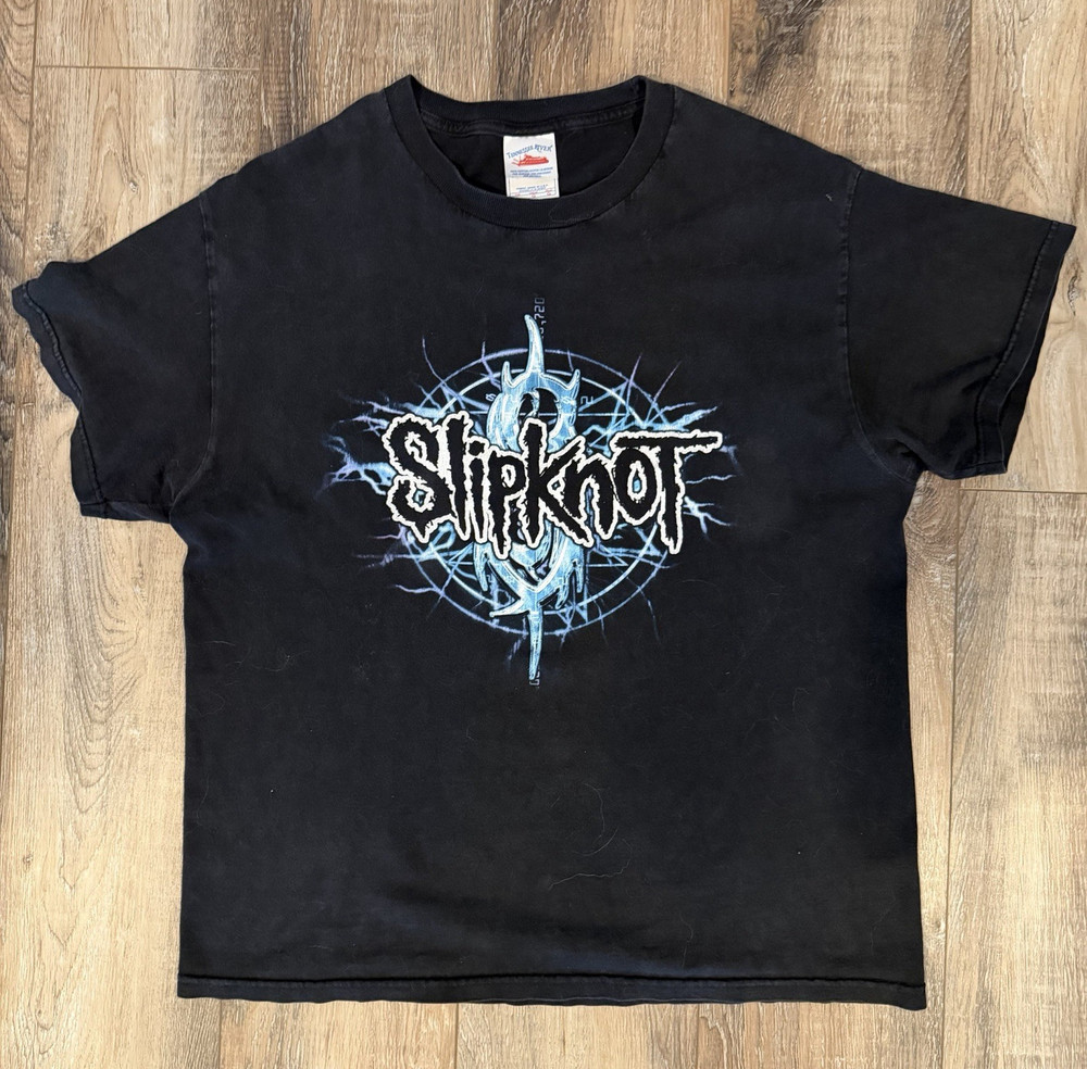 Vintage Tennessee River Men’s L Black Slipknot Graphic Print Double-Sided Tee