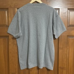 Vintage JCrew 100% Cotton Ribbed Knit Short Sleeve Henley Top Gray Mens Size XL